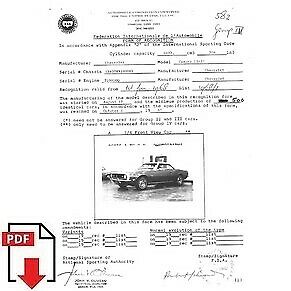 1968 Chevrolet Camaro 396 (12437) FIA homologation form PDF download